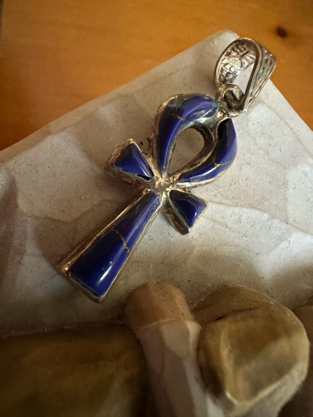 Enamel Ankh Pendant in Deep Blue